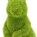 Easter Rabbit Decoration Horticulture Green Flocking Moss Sculpture Decoration Desktop Living Room Garden Easter Gift (Small 2PCS Standing+Sitting)