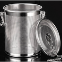 Seasoning Strainer, Stainless Steel Spice Filter, Cooking Spice Filter, Mesh Design Tea Ball Strainer Soup Seasonings Separation Basket Filter with Chain Hook for Home Restaurant (14x14cm(2.1L))