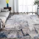 vivorug Washable Rug, Ultra Soft Area Rug 8x10, Non Slip Abstract Rug Foldable, Stain Resistant Rugs for Living Room Bedroom, Modern Fuzzy Rug (Grey/Navy, 8'x10')