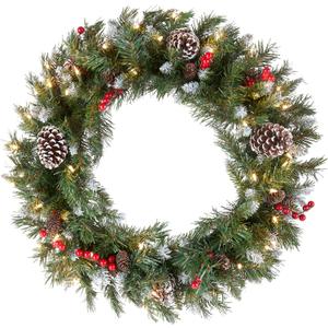 Green Christmas Wreath with Pine Cones, Berry Clusters & Abundant Branches - 21' (16' Frame) Winter Wreath Hanging Decor, 1 PackGreen Christmas Wreath with Pine Cones, Berry Clusters & Abundant Branches - 21' (16' Frame) Winter Wreath Hanging Decor, 1 Pack