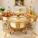 All Gold Chafing Dishes for Buffet 4 Pack, 6QT, Round Stainless Steel