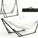 2-in-1 Hammock Kids Chair, Foldable Steel Stand Indoor Outdoor Swing Bag | Convertible swing hammock chair, rustproof frame, no-tool setup, holds 220 lbs, carry bag for playroom, yard, camping indoor