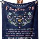 Julazy 70th Birthday Gifts for Women Men, Happy 70th Birthday Decorations Blanket 50"X60", Meaningful 70 Year Old Birthday Gifts for Mom Sister Woman Friend, Gift for 70 Year Old Woman