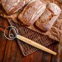 Pack of 2 Danish Dough Whisk, Kitchen Baking Flour Mixing Tool for Sourdough, Bread, Flour Paste, Butter, Pancake, Pizza, Cake, Pastry, Biscuits, Wooden Handle Stainless Steel Ring