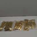 SUT 150PCS Gold Plastic Silverware, Plastic Utensils,Gold Silverware Disposable,Disposable Utensils Heavy Duty,Plastic Cutlery Set,Includes:50 Knives, Forks and Spoons for Party, Birthday,Wedding