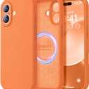 LOVE 3000 Designed for iPhone 17 Case, Premium Silicone [Compatible with Magsafe][Soft Anti-Scratch Microfiber Lining] Shockproof Protective Phone Case for Men Women 6.3", Bright Orange