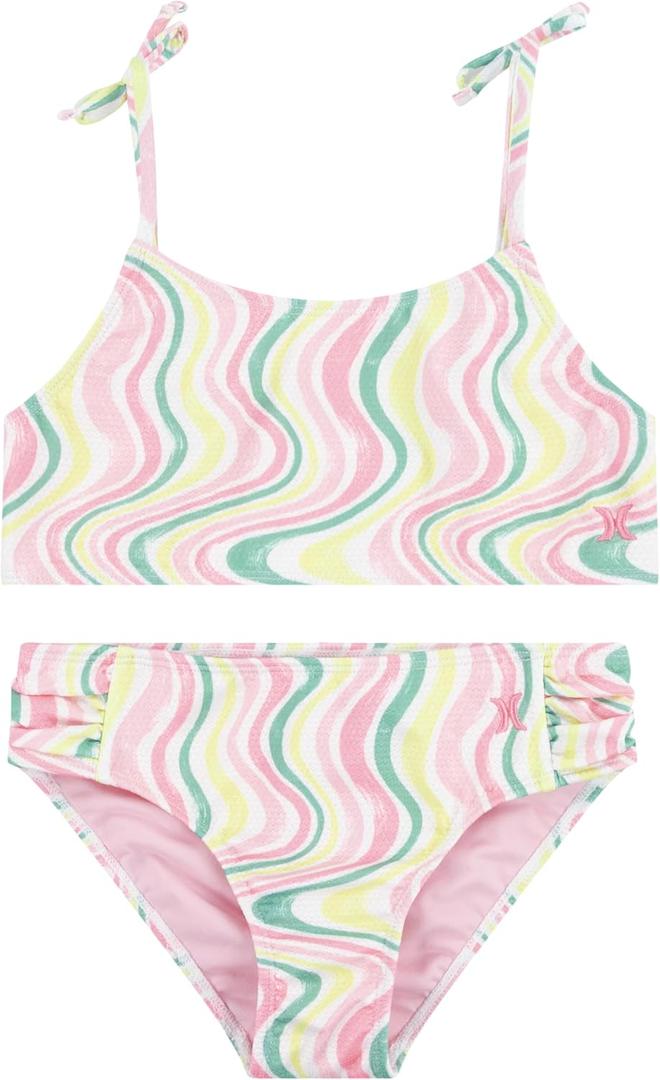 Hurley Girls' Flounce Bikini 2-Piece Swimsuit (Pink)