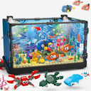 Jorumo Fish Tank Building Block, Lighting Aquarium Building Sets for Adults and Kids Including Ocean Jellyfish, Dolphin, Turtle, Crab, Animal Building Toys for Boys Age 12+, 725pcs