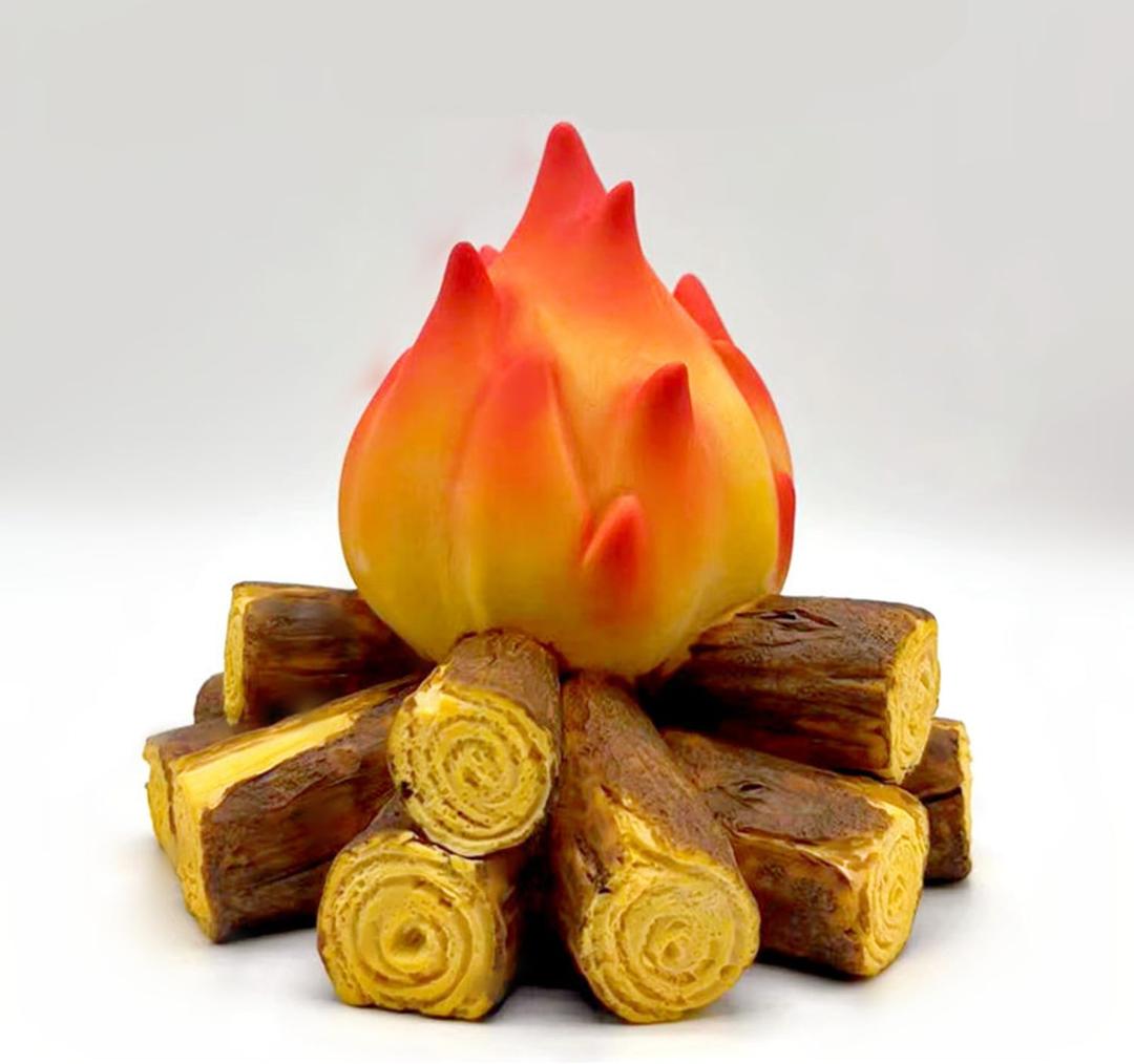 Gnurhok Fake Campfire Night Light, 3D LED Fake Fire Pit Firewood Lamp, Small Electric Faux Fireplace Logs Night Lights, Halloween Christmas Festival Party Decorations for Bar Home Garden Yard