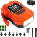 22PSI Rechargeable Paddle Board Pump Electric Portable, 2000ma*8 Battery Powered SUP Pump for Inflatables Such as Paddleboard Kayak Tent Boat for Inflation and Deflation with 12VDC car connector