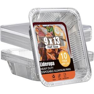 Disposable Aluminum Foil Pans with Lids 9x13-10 Pack Aluminum Foil Pans, Heavy Duty Aluminum Baking Pans for Cooking, Baking, Meal Prep, Parties & Food Storage