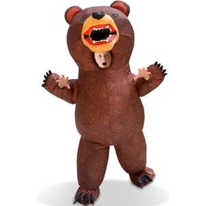 Camlinbo Halloween Inflatable Bear Costume for Kids, Full Body Blow Up Brown Bear Costume for Halloween Inflatables Cosplay Party