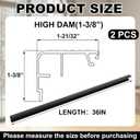 2 Pcs 36" L Fixed Vinyl Sill Threshold Cap 1-3/8 Inches High, Black
