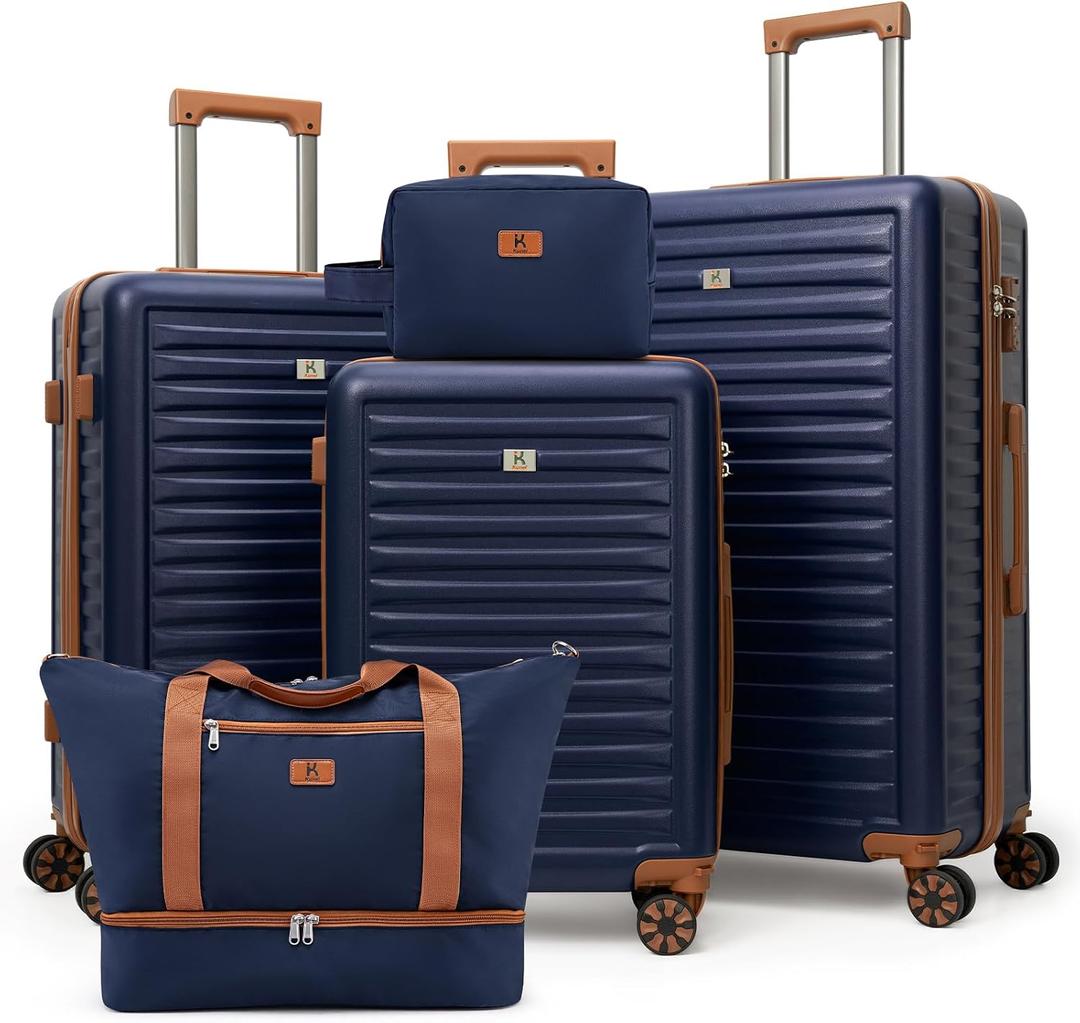 KUNEL Luggage Sets 5 Piece Suitcases with Wheels,ABS Hard Case Suitcases with Spinner Wheels, TSA Lock, Durable Travel Luggage