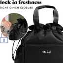 Fit & Fresh Cromwell Drawstring Lunch Bag for Women, Complete Lunch Set with 2 Containers, Stain-Resistant, Leak-Resistant, Back to School Essential, Teacher Lunchbox, Black