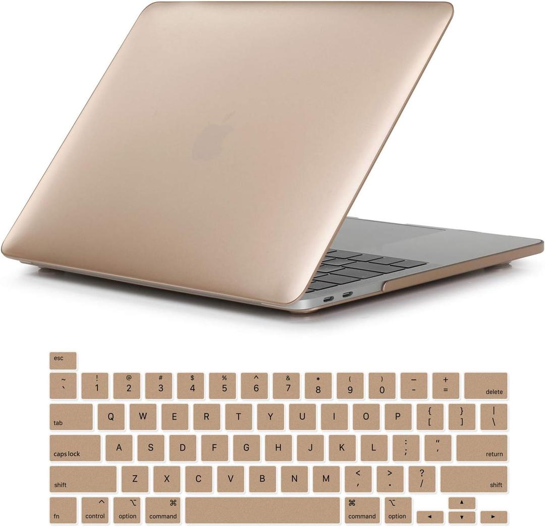 Se7enline Compatible with MacBook Pro 13 inch 2024/2023/2022/2021/2020 Case Frosted Hard Shell Cover for Mac Pro 13-inch Model M1/M2 A2338/A2251/A2289 with Touch Bar Touch ID&Keyboard Skin, Gold