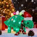 Hausse Lighted Christmas Outdoor Decor, Pre-Lit 3D Tinsel Xmas Green Stegosaurus Figure 25"L x 13"H, Light Up Xmas Dinosaur Yard Displays, Plug in for Holiday Party New Year Winter Patio Lawn Garden