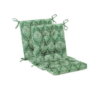Outdoor Patio Cushion, Rocking Chair Cushion, Tufted Pads, Set of Upper and Lower with Ties Pack of 2 (2 Sets) - Back 20"×17", Seat 17"×17" (Green Lantern)