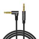 CableCreation 3.5mm Aux Cord 3FT/0.9m, Right Angle TRRS 3.5MM Male to Male Auxiliary HiFi Stereo Cable with Silver-Plating Copper Core for iPhones, Tablet, Headphones, Speakers, Laptops, Black