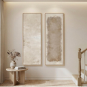 Large Framed Beige Cream Abstract Vertical Wall Art for Hallway, 2 Piece