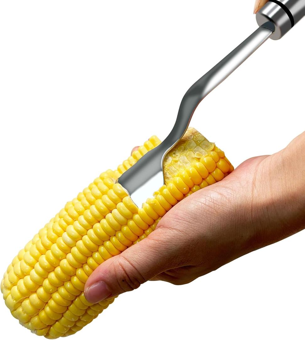 RCOAIMT Corn Peeler, Stainless Steel Corn Cob Stripper Tool with Sharp Curved Blade, Durable & Easy to Clean, Dishwasher Safe Corn Kernel Remover for Fresh Corn
