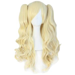 Anime Gold Pigtail Wig for Women Synthetic Long Curly Cosplay Wig Halloween Costume Party Cosplay Wig (Color-9)