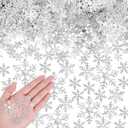 3000 Pcs Christmas Glitter Snowflakes Confetti Decorations Bulk for DIY Craft Assorted Sizes Table Scatter Winter Confetti Snow for Winter Wonderland Party Supplies Home Decoration(Silver)