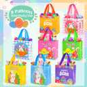 2 x Easter Gift Bags Treat Bags - 16PCS Easter Eggs Hunt Bags with Handle, Reusable Easter Basket Container Non-Woven Easter Gift Bags for Goodies, Easter Bags for Gifts Wrapping, Easter Party Supplies