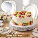Wenqik 20 Inch Cake Stand Round Metal Cupcake Dessert Wedding Cake Stand Cookies Display Holder Fruit Food Serving Tray for Table Wedding Birthday Anniversary Party Decor (White)
