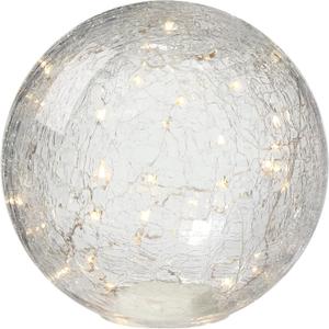 Torre & Tagus 8" Crackle Glass Ball LED Light Sphere (Battery Operated) - Portable Fairy Light Globe Decor in Living Room or Illuminated Spheres Ball Lights for Bedroom as Night Light