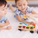 Melissa & Doug Magnetic Car Loader Wooden Toy Set with 4 Cars and 1 Semi-Trailer Truck Crane Wooden Toy, Vehicle Toys for Kids Ages 3+