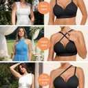 Popilush Bras for Women No Underwire Supportive Push Up Bralettes Wireless Full Coverage Plus Size T-Shirt Bra (Black, L)