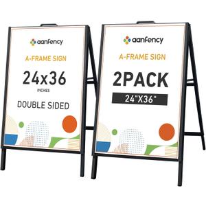 A Frame Sign 24x36, Heavy Duty Double-Sided Sandwich Board | Heavy all-metal, weatherproof. Push-in poster swap. Folds flat, carry handle. For storefronts, open houses, trade shows.