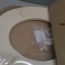 Mayfair Padded Toilet Seat, Cushioned Soft Vinyl over Wood Core Seat, Secure Hinges, Easy Clean, Made in USA, Round, Bone