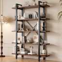 Bookshelf, Industrial Style Bookcase, Book Rack, Storage Rack Shelves in Living Room/Home/Office, Books Holder Organizer for Books/Movies (5-Tiers)