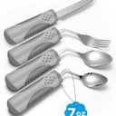Adaptive Utensils (4-Piece Kitchen Set) Weighted 7 oz - 42 Angled Utensils for Parkinson's Patients, Hand Tremors, Arthritis & Elderly - Weighted Silverware for Hand Tremors (Left Handed)
