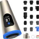 Hibbent Pull Down Kitchen Faucet Head Replacement, 4 Function LED Temperature Display Sink Spray Nozzle with 15 Adapters, Compatible with Moen, American Standard, Delta, Kohler Faucets, Brushed Nickel