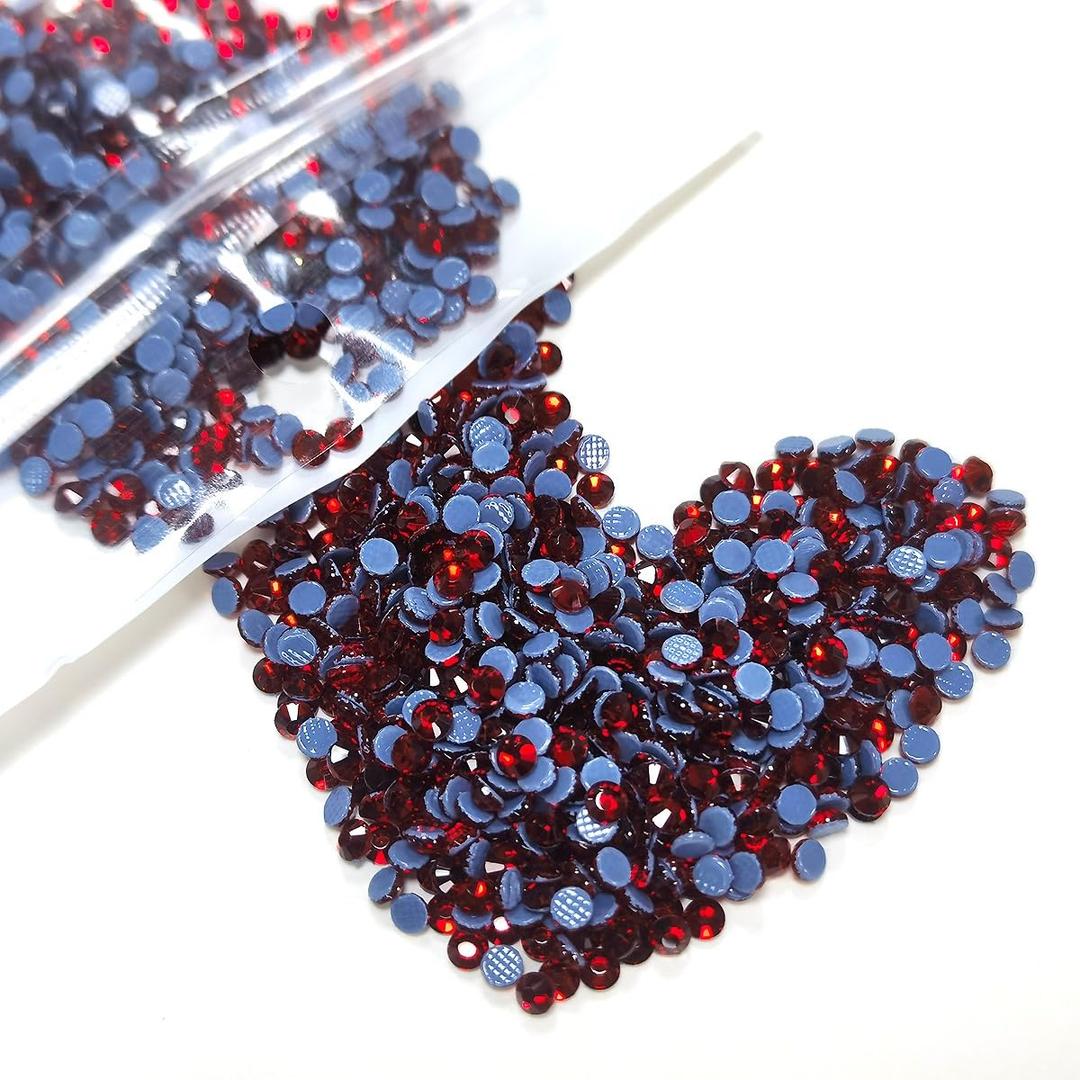 4320pcs SS10 Crystal Red Hotfix Rhinestones 3mm Flatback Hot Fix K9 Glass Round Siam Red Rhinestones Stone Gems Diamonds Crystals for Crafts Crafting Fabric Clothes Shoes Bag DIY Decoration