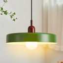 Pendant Lights Kitchen Island Mid Century Modern Green Hanging Lamp Vintage Pendant Lights Fixture Dining Room Antique Bedroom Study Room Large Iron Lampshade 13.78inch