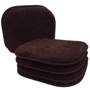 PAGGED Brown Foam Seat Cushions Kitchen Chairs Pads for Dining Chairs 6 Pack Non Slip Patio Seat Cushions Washable U Shaped Soft Thick Large Metal Wooden Chair Cushions,17" x 15"