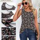 Ficerd Women's Tank Tops Sleeveless Tunic Pleated Crew Neck Blouses Summer Dressy Casual Loose Spring T Shirts (Black, L)