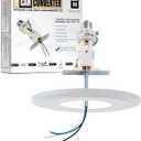 The Can Converter R1 Recessed Can Light Conversion Kit w/ 8¼" Steel Beveled Ceiling Medallion - Home Improvement for 4", 5" & 6" Cans, Fan & Light Fixture Converter Kit, UL Certified, White