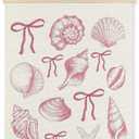 ignytiger Coastal Beach Seashell Wall Art Poster Framed, Ocean Beachy Room Decor Aesthetic, Pink Coquette Bow Seashell Canvas Wall Art Prints for Girly Home Bedroom Decor, 12x16 Inches