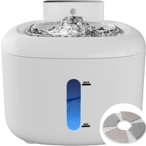 Pawinner Stainless Steel Cat Water Fountain, 1.8L Pet Water Fountain, Automatic Pet Water Dispenser, LED Water-Level Window, Ultra Quiet with Motion Sensor Cat Fountain for Drinking for Cats Indoor