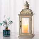 NEEDOMO 14.4" Lanterns Decorations Indoor, Hanging Candle Lantern Outdoor, Vintage Large Lantern Decor with Clear Glass, Metal Candle Holder for Home, Table, Patio, Rustic Farmhouse Wedding, Christmas