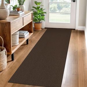 EARTHALL Washable Runner Rug 2x6 Ft Non Slip Runners for Hallways Cotton Rubber Backed Kitchen Runner Braided Indoor Floor Carpet Runners for Entryway, Hallway, Kitchen, Bedroom, Brown/Coffee