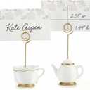 Kate Aspen, Place Card Holders, Tea Time Whimsy, Teapot and Teacup, Place Cards Included, Set of 6,Pink