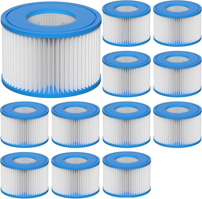 Type VI Hot Tub Filter Cartridge Compatible with Lay-Z-Spa, Coleman SaluSpa 90352E, 58323E, 58323 Swimming Pool Pump,
 Pack of 12