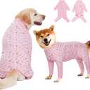 Recovery Suit for Large Medium Dogs After Surgery, Soft Breathable Anti Licking Dog Onesie E-Collar & Cone Alternative, Pet Bodysuit for Preventing Hair Loss Full Cover Wound(2XL, Pink Bunny) (2XL(Chest 26.77-29.92 in))
