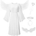 Adult Angel Costume Women White Angel Gown with Angel Wings, Size 135CM